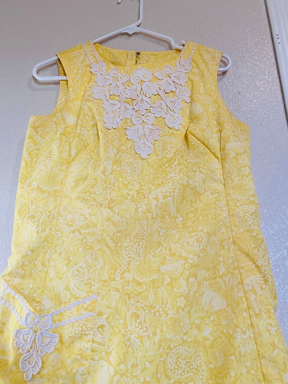 CUTE Vintage 50's Pale Yellow Cotton Dress, Made … - image 8