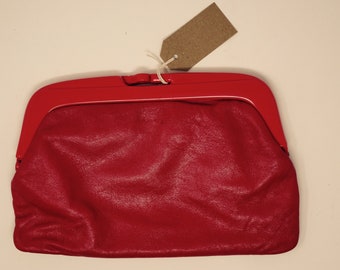 LOVELY Vintage 1980 rot Leder Clutchbag / Handtasche MADE In ITALIEN - toll!!