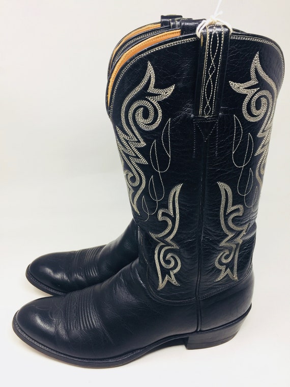 BEAUTIFUL Mens Vintage Handmade Lucchese Black Le… - image 1