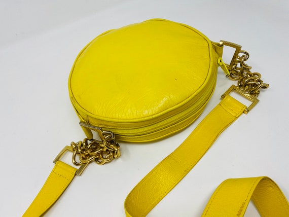 CUTE Yellow Leather Circular Handbag, Shoulder Or… - image 8