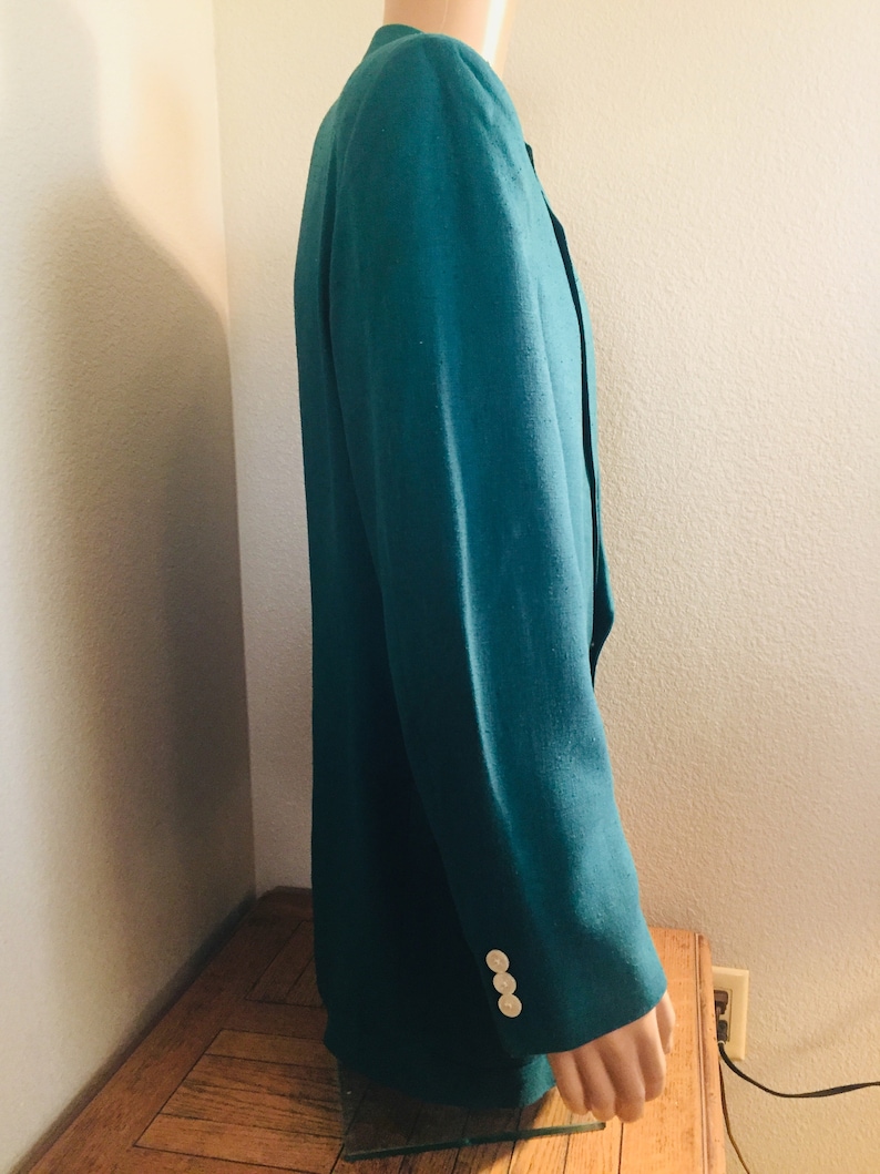 GREAT!! Chest 44 LOVELY Mens Vintage 1980/'s Teal Green Jacket Made By /'Oscar De La Renta