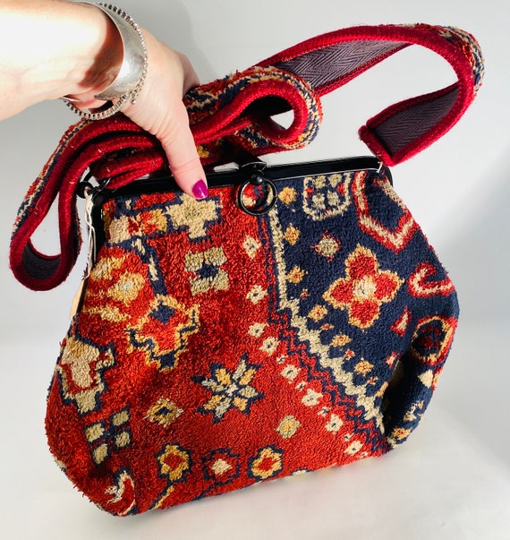 LOVELY Vintage 1980's 'Carpetbag' Handbag, MADE In