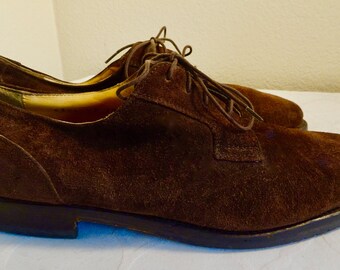 V Lovely Pair Of Mens Vintage 1990's Suede Shoes Bench Made In ITALY By 'Louis Roth' - UK 9