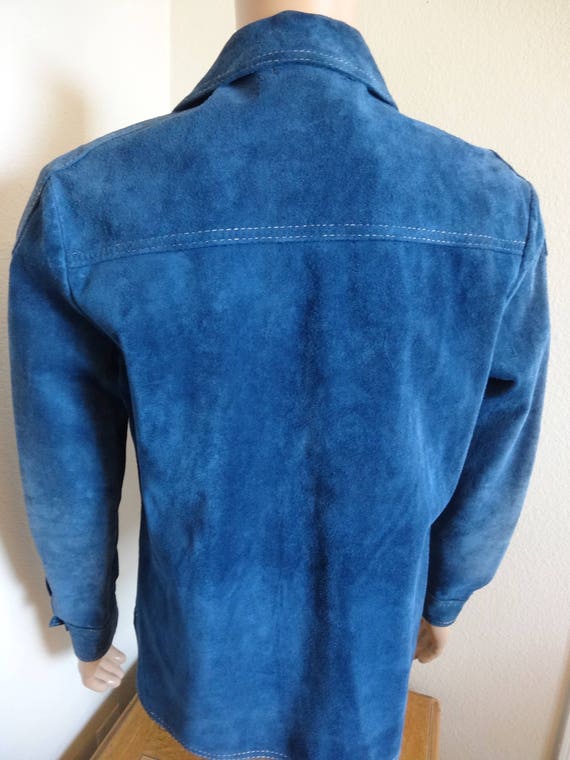 Mens Vintage 1960's Blue Suede Jacket Made By 'Mc… - image 4