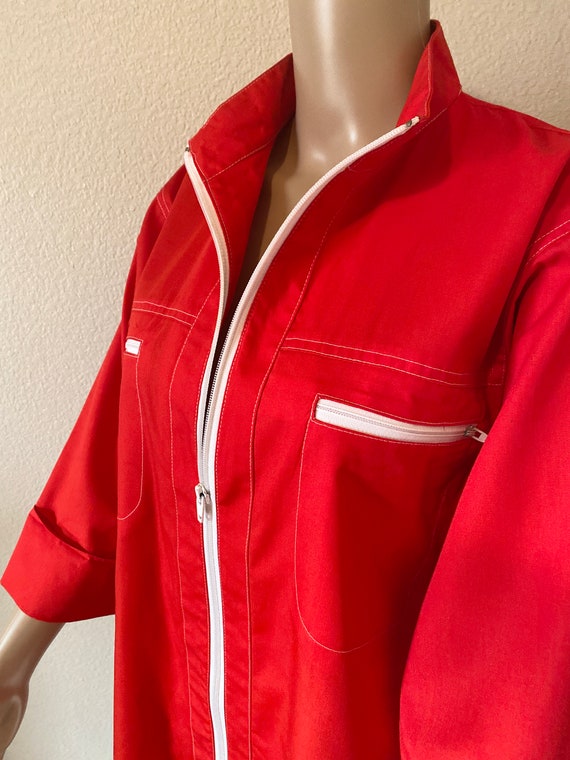 CUTE Vintage 1960's Red Jacket / Shirt Made In US… - image 4