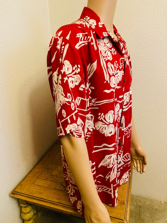 LOVELY Mens Red & White Hawaiian Shirt Made In HA… - image 4