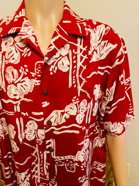 LOVELY Mens Red & White Hawaiian Shirt Made In HA… - image 3