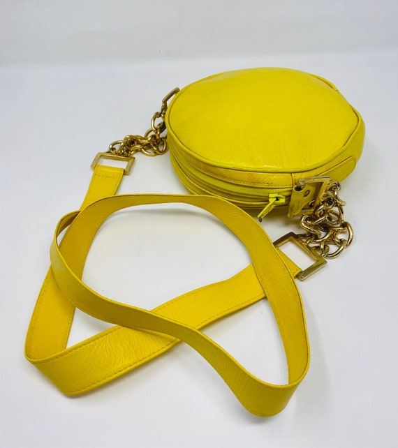 CUTE Yellow Leather Circular Handbag, Shoulder Or… - image 2