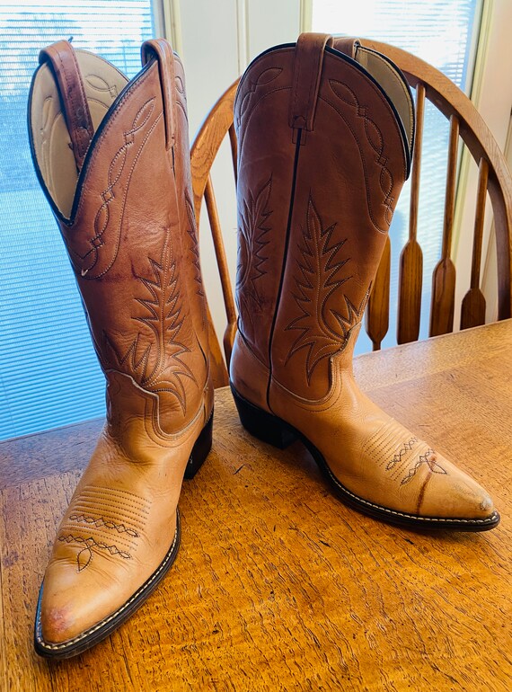 NICE Pair Of Vintage Mens Cowboy Boots Made In US… - image 6