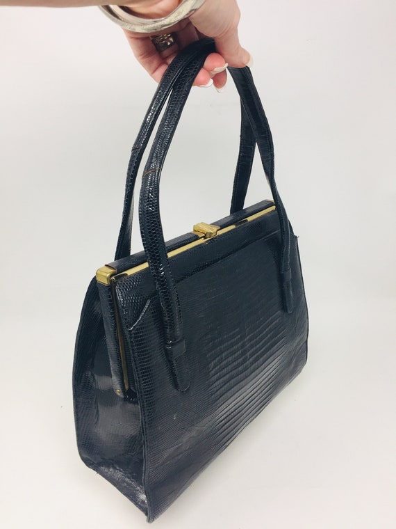 BEAUTIFUL Pre-War Vintage 1940's Black Snakeskin