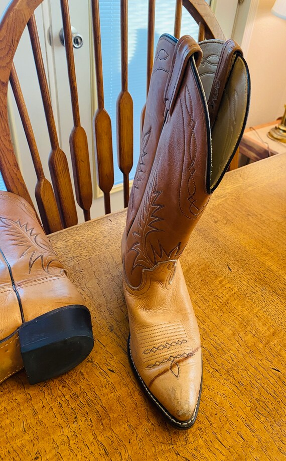 NICE Pair Of Vintage Mens Cowboy Boots Made In US… - image 8