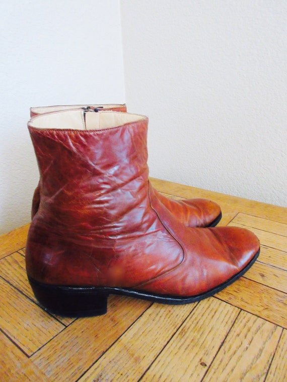 LOVELY Vintage 1950's Mens Tan Leather Ankle Boot… - image 2