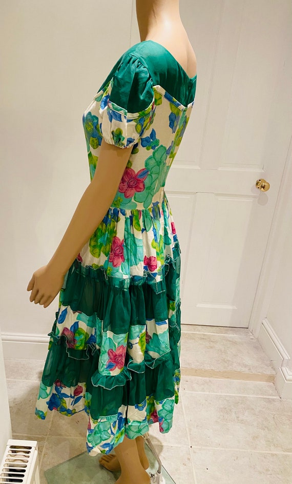 TRULY STUNNING Vintage Green Floral 1950's Dress,… - image 6