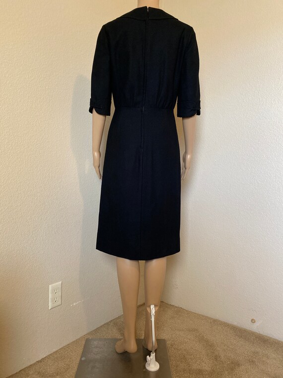 STUNNING Vintage 1950's Black Wool Dress - Beauti… - image 2