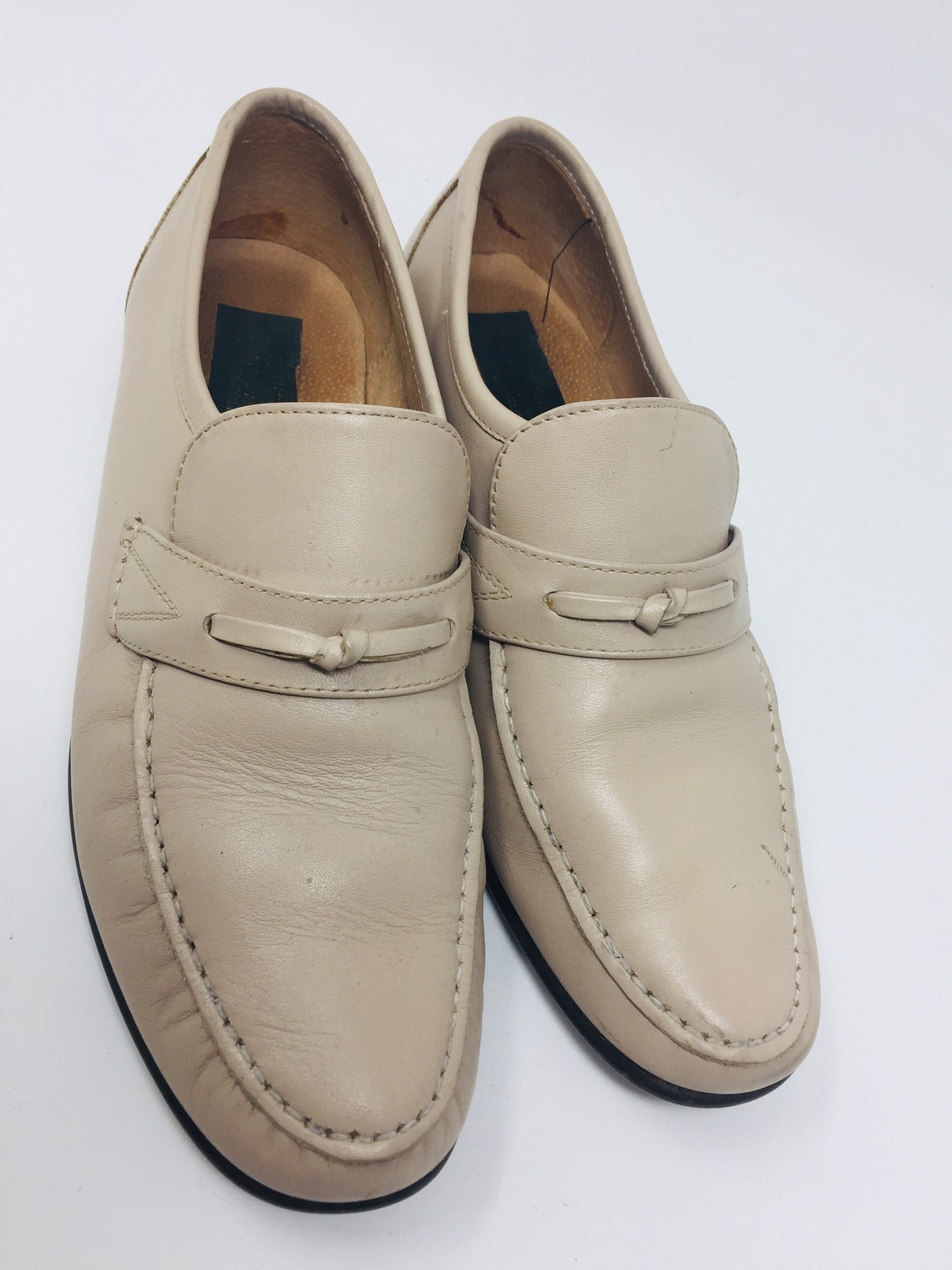 GREAT Pair of Mens Vintage 1980's Cream Leather Shoes Made Etsy