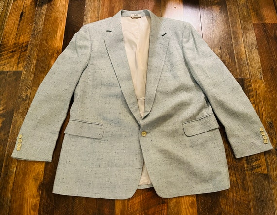 LOVELY Pale Blue Silk/Rayon 1980's Mens Jacket (M… - image 8
