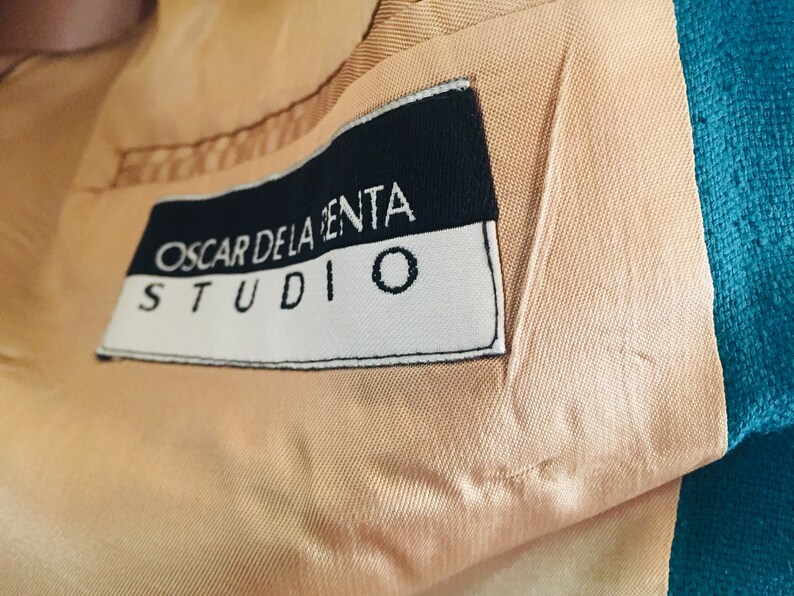GREAT!! Chest 44 LOVELY Mens Vintage 1980/'s Teal Green Jacket Made By /'Oscar De La Renta