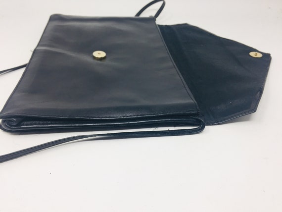 LOVELY Vintage Black Leather Shoulderbag / Clutch… - image 4