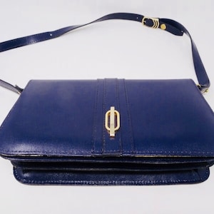 CUTE Vintage 1970&#39;s Navy Blue PVC Handbag - Nice Long Shoulder Strap - Lovely!!