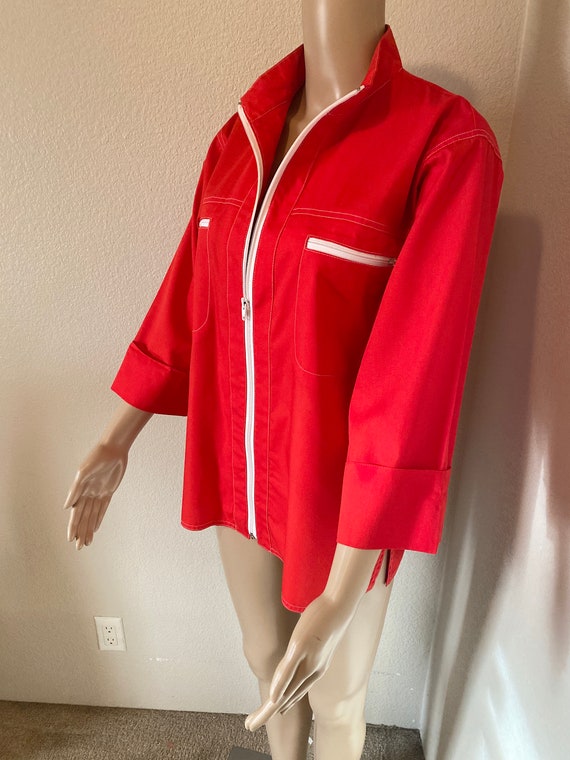 CUTE Vintage 1960's Red Jacket / Shirt Made In US… - image 3