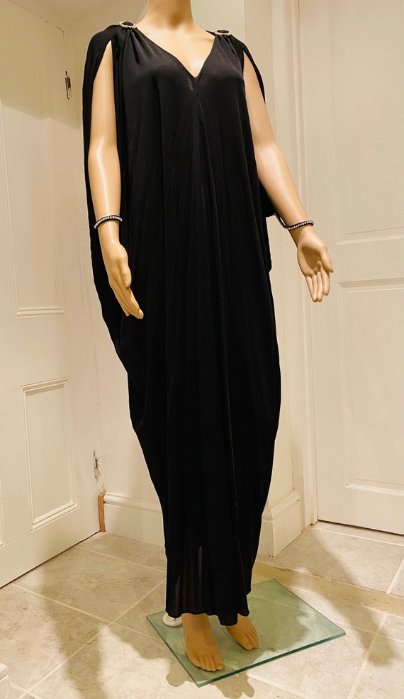 STUNNING Vintage 1970's Black Dress, Diamante Det… - image 1