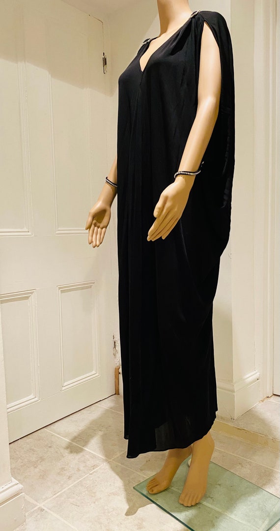 STUNNING Vintage 1970's Black Dress, Diamante Det… - image 9