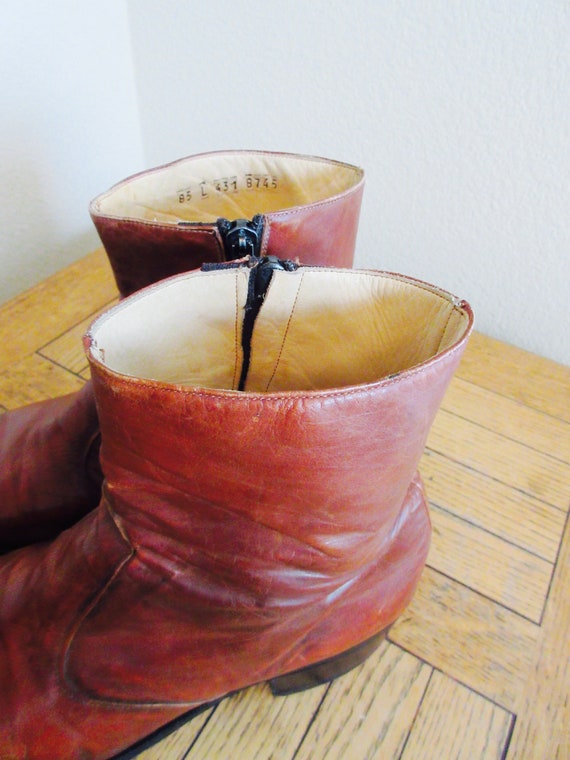 LOVELY Vintage 1950's Mens Tan Leather Ankle Boot… - image 3