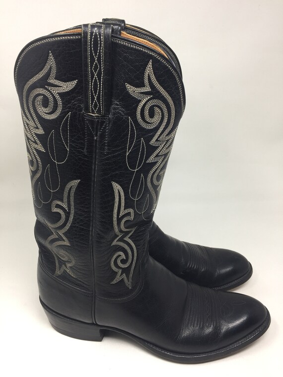 BEAUTIFUL Mens Vintage Handmade Lucchese Black Le… - image 6