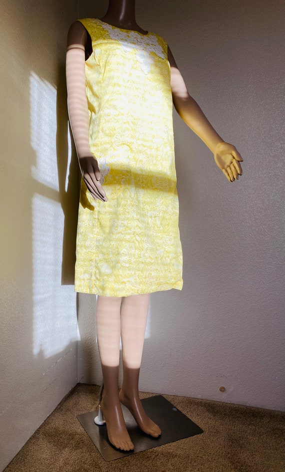 CUTE Vintage 50's Pale Yellow Cotton Dress, Made … - image 7