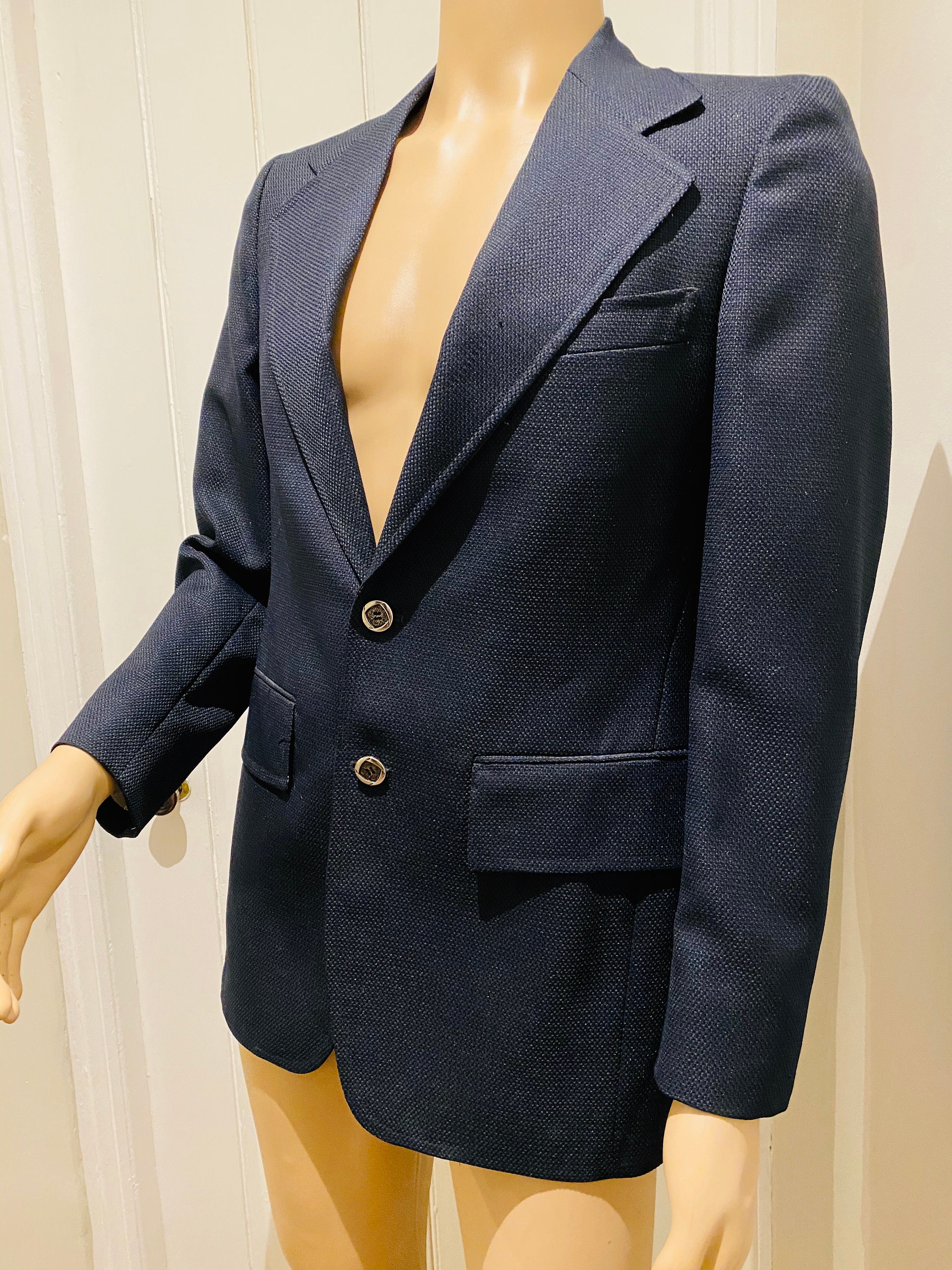 Image of Lovely Vintage 1960's Mens Navy Blue Blazer Made in Usa By "Levys' - Great