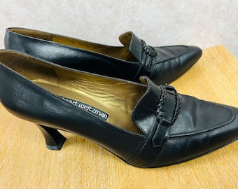 BEAUTIFUL Vintage Womens Black Leather Shoes Made In Italy By 'Neiman Marcus'