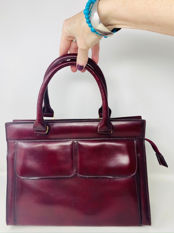 LOVELY Vintage 1960's Burgundy PVC Handbag, Double