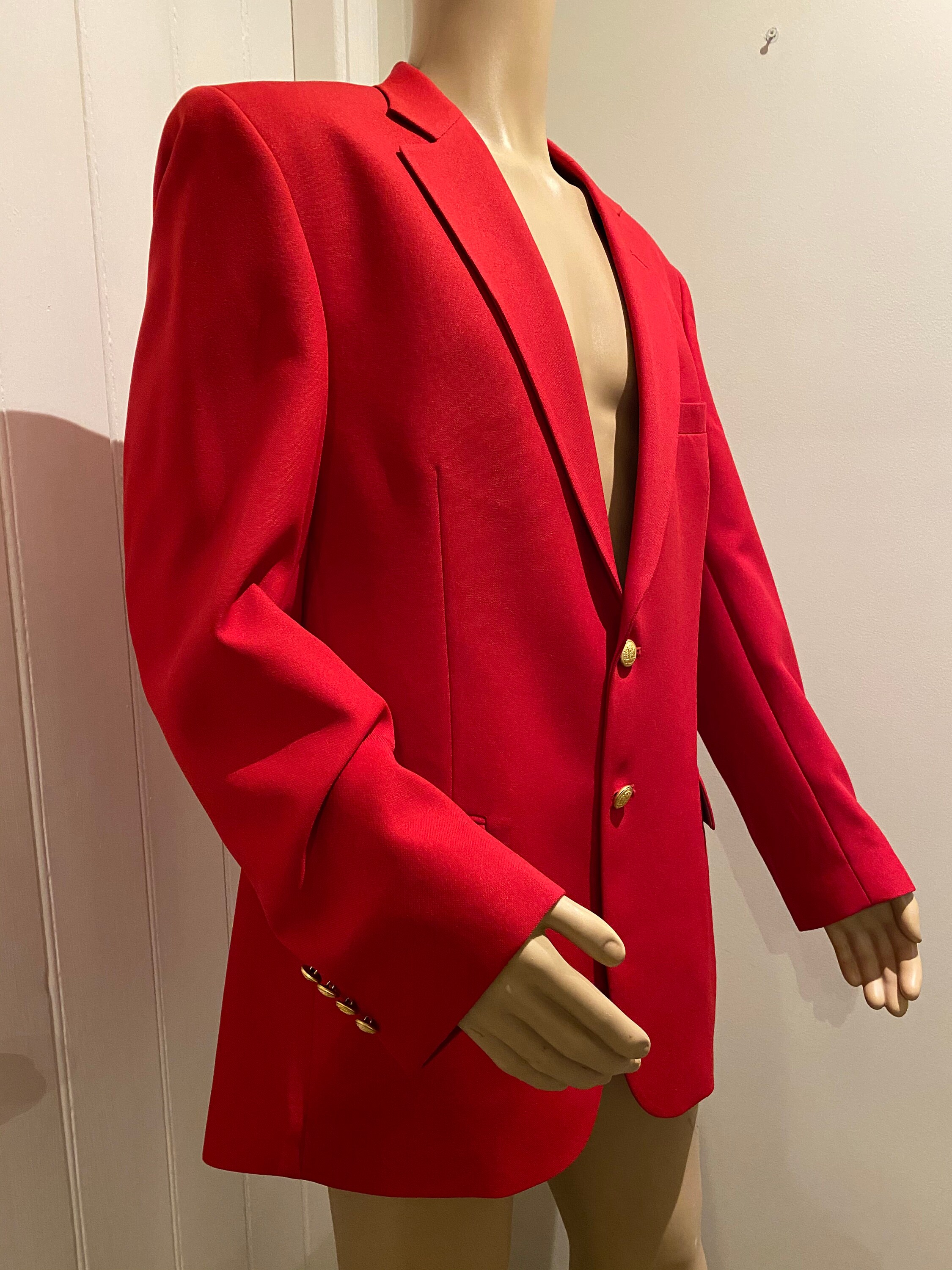 Image of Lovely Vintage 1980’S Mens Red Blazer/Jacket Made in Usa By ‘Hardwick Clothes’ - Great For Xmas Season