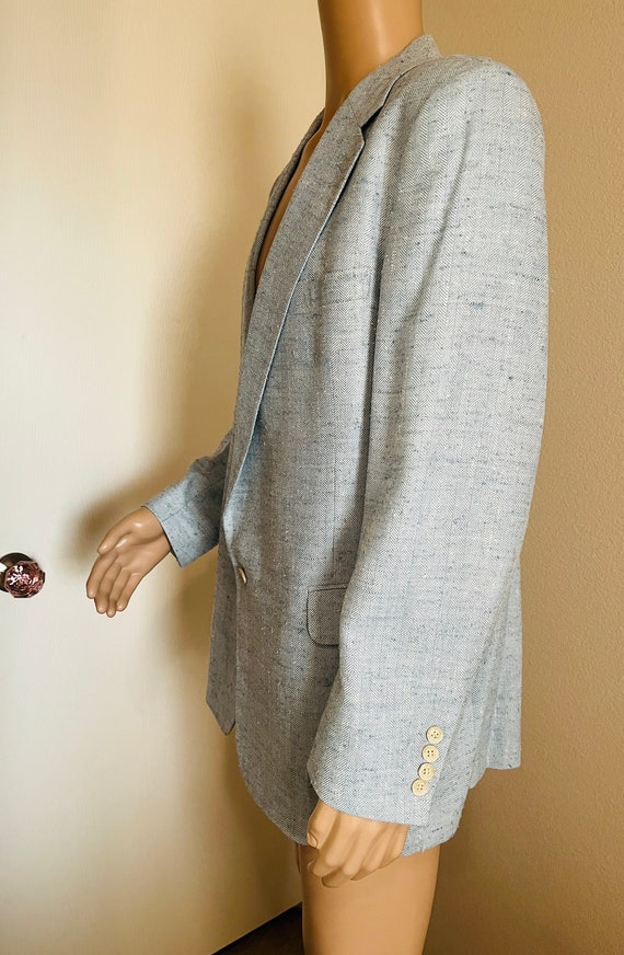 LOVELY Pale Blue Silk/Rayon 1980's Mens Jacket (M… - image 5