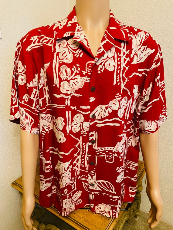 LOVELY Mens Red & White Hawaiian Shirt Made In HA… - image 1