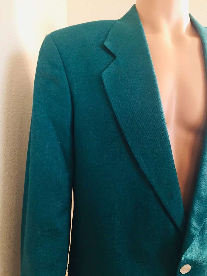GREAT!! Chest 44 LOVELY Mens Vintage 1980/'s Teal Green Jacket Made By /'Oscar De La Renta