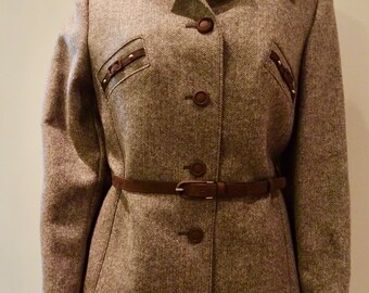 BELLE années 1960 Womens Tweed deux pièces costume fabriqué en Allemagne de l’Ouest-taille 30 ", poitrine 38"