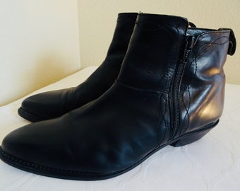 Mooie vintage 1980 de womens ' LJ Simone ' zwart lederen ankle boots Made in USA-UK grootte 7,5