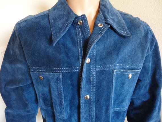 Mens Vintage 1960's Blue Suede Jacket Made By 'Mc… - image 2