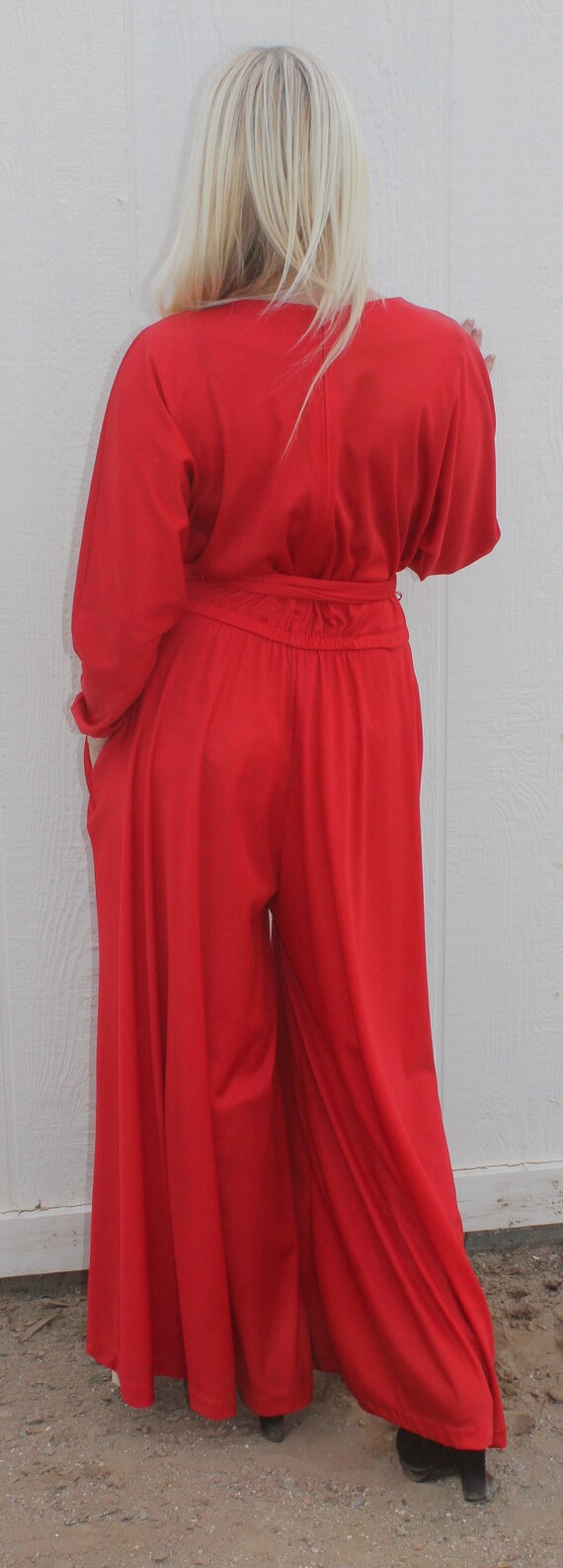 STUNNING Vintage 1980's Red Jumpsuit Made In USA B