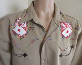 PRACHTIGE Vintage ' H C Bar' Western Wear Shirt MADE In USA - groot!!