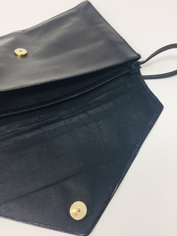 LOVELY Vintage Black Leather Shoulderbag / Clutch… - image 5