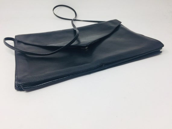 LOVELY Vintage Black Leather Shoulderbag / Clutch… - image 2