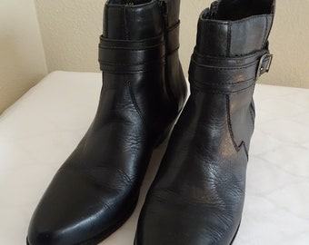 Very LOVELY Vintage 1980's 'Giovanni' Mens Black Leather Ankle Boots - UK 9 - Great!!