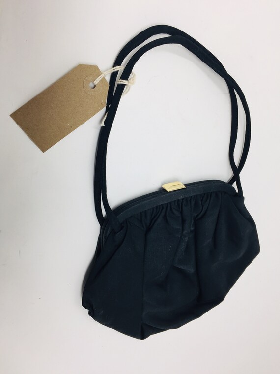 SWEET Little Vintage 1950's Black Evening Handbag… - image 2