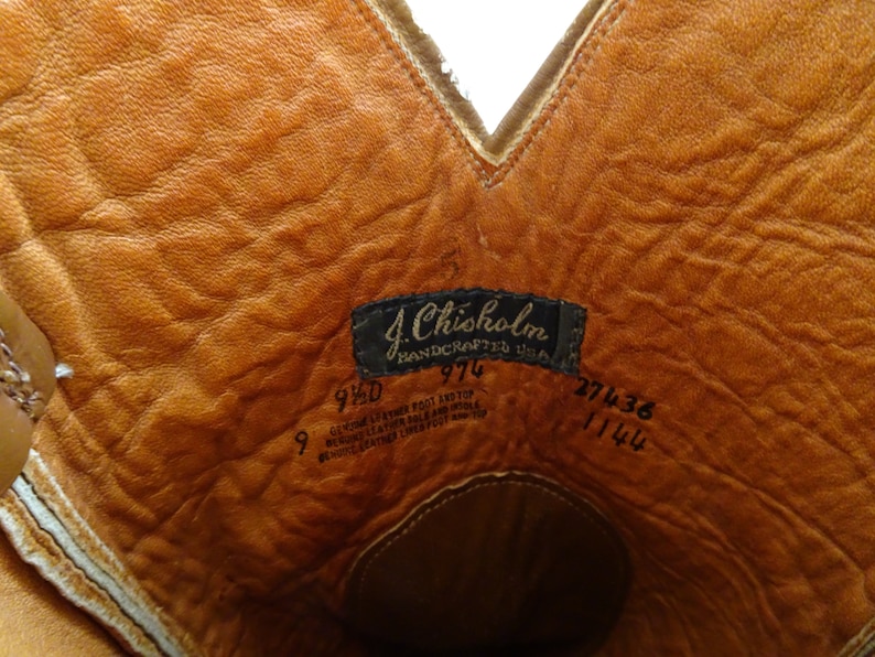 Chisholm/' Handmade Cowboy Boots Made In USA UK Size 8.5 V BEAUTIFUL Vintage /'J