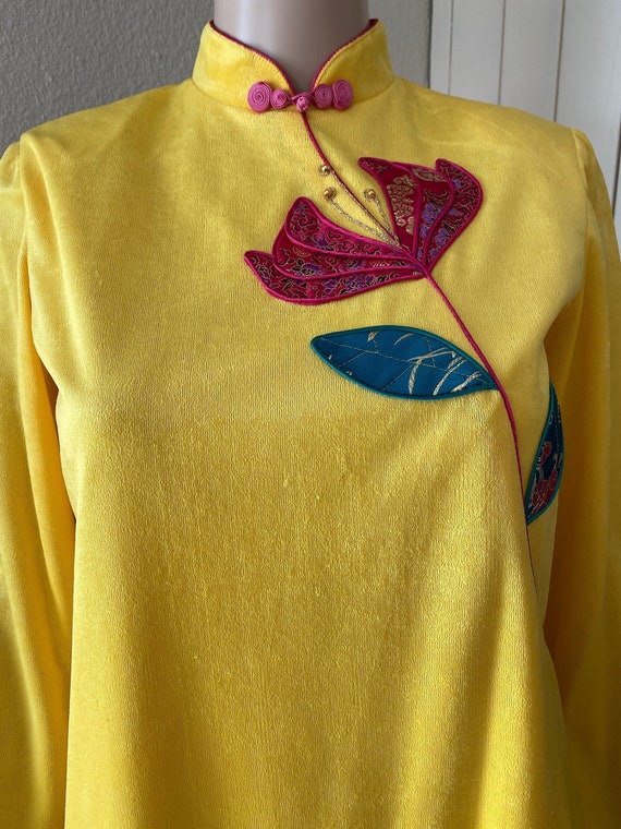 Unusual BEAUTIFUL Canary Yellow Velour Dress, East