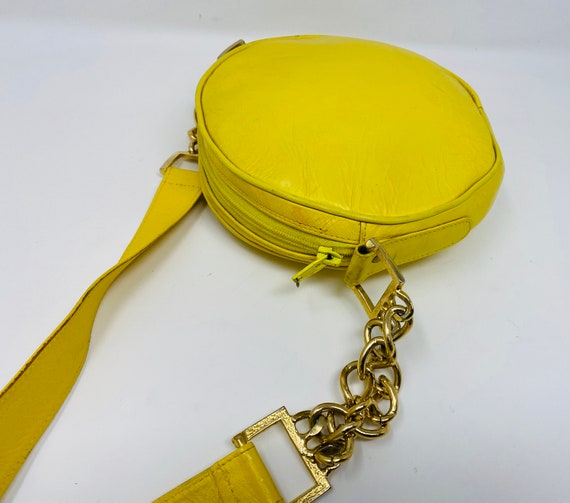 CUTE Yellow Leather Circular Handbag, Shoulder Or… - image 5