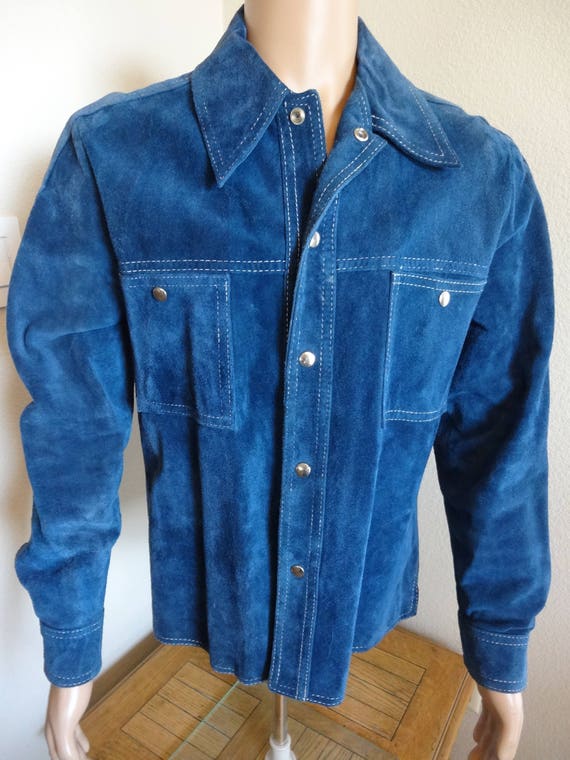Mens Vintage 1960's Blue Suede Jacket Made By 'Mc… - image 1