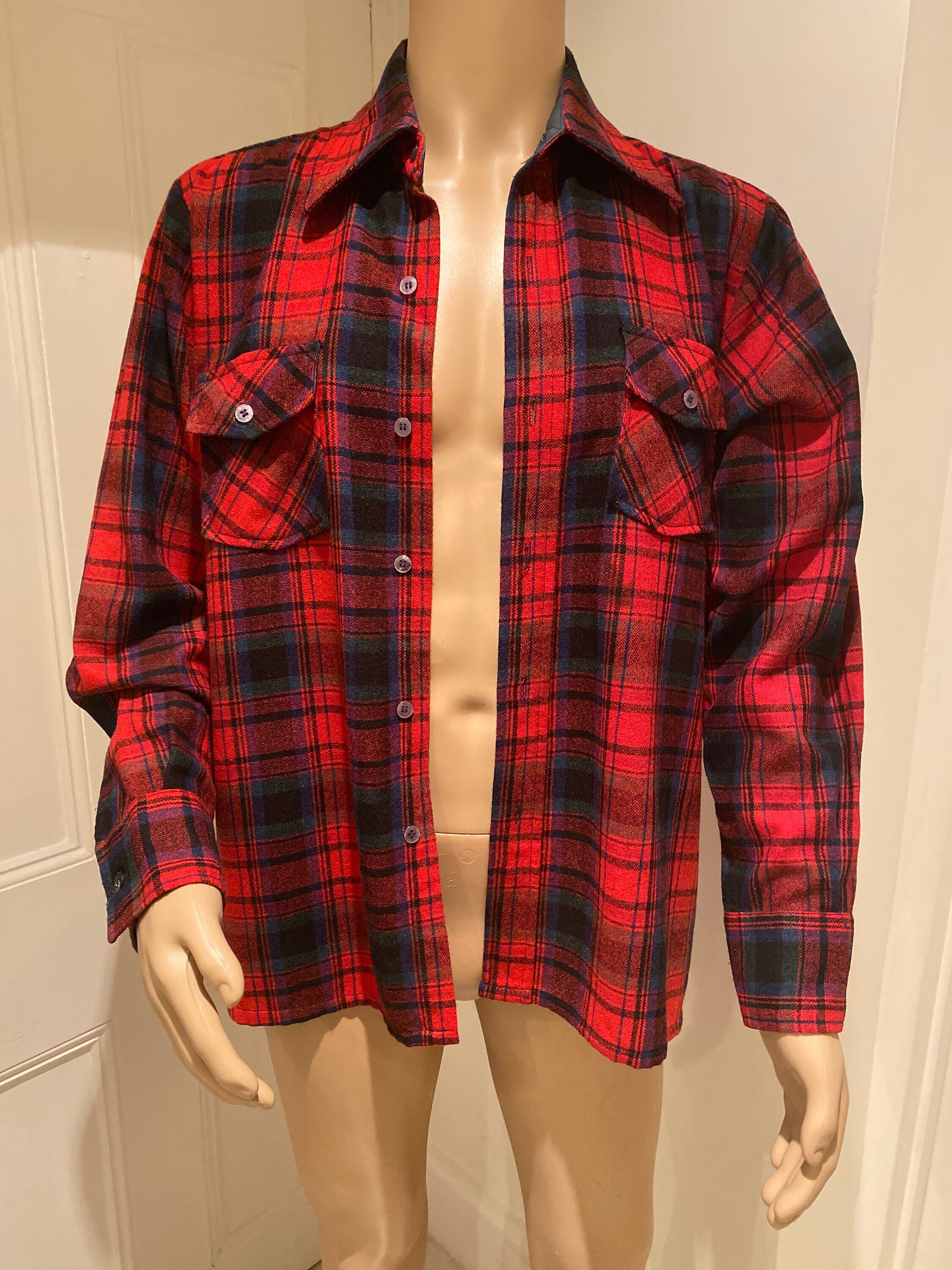 ENCANTADORA camisa a cuadros estilo leñador vintage de lana 100% de los  años 1970 hecha en EE. UU. por 'WooloTheWest' - Etsy México, image size:2250x3000